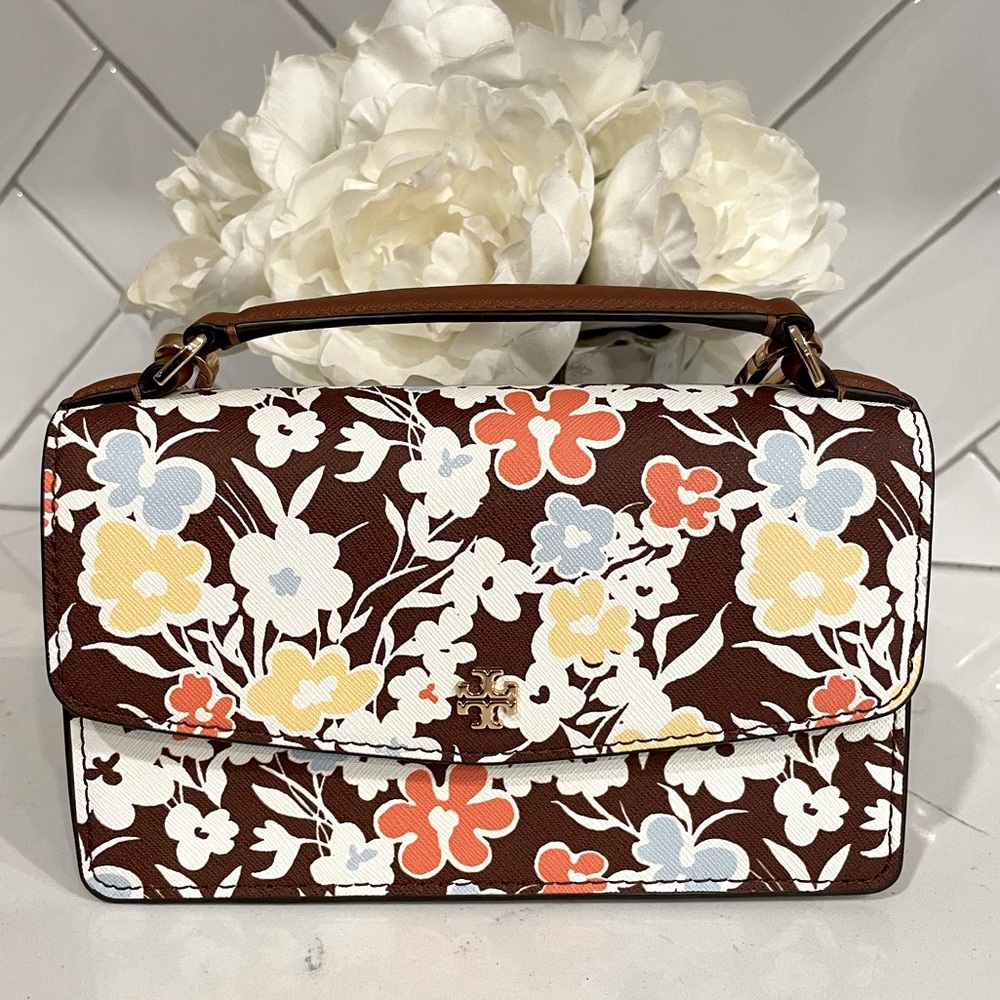 NWT Tory Burch Emerson Printed Mini Zip Top Handle Bag (Reverie)